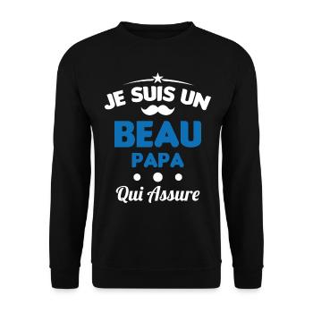 je suis un Beau-Papa qui assure humour - Sweat-shirt Unisexe - noir - Devant - Alina (178cm) & Michal (187cm)