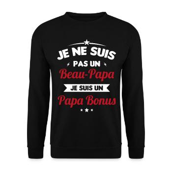 Je ne suis pas un beau-papa je suis un papa bonus - Sweat-shirt Unisexe - noir - Devant - Alina (178cm) & Michal (187cm)