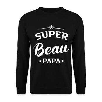 Beau-père Cadeau Super beau papa - Sweat-shirt Unisexe - noir - Devant - Alina (178cm) & Michal (187cm)
