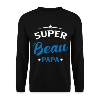 Beau-père Cadeau Super beau papa - Sweat-shirt Unisexe - noir - Devant - Alina (178cm) & Michal (187cm)