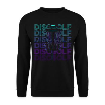 Discgolf Retro Geschenk - Unisex Pullover - Schwarz - Vorne - Alina (178cm) & Michal (187cm)