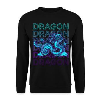 Dragon Retro Gift - Unisex Sweatshirt - black - Front - Alina (178cm) & Michal (187cm)