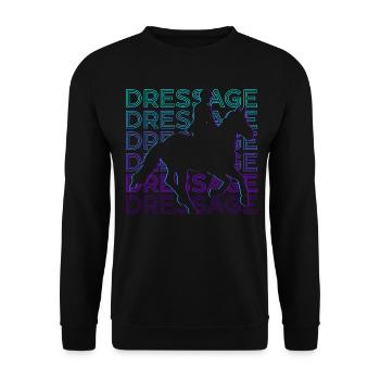 Dressur Retro Geschenk - Unisex Pullover - Schwarz - Vorne - Alina (178cm) & Michal (187cm)