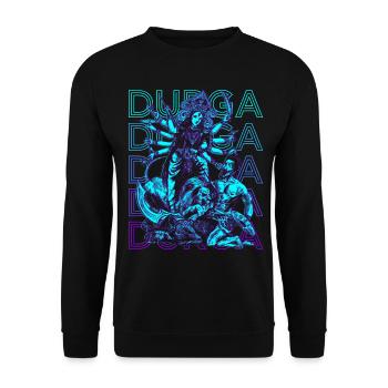 Durga Hindu-Göttin Antike Hindu-Mythologie Geschen - Unisex Pullover - Schwarz - Vorne - Alina (178cm) & Michal (187cm)