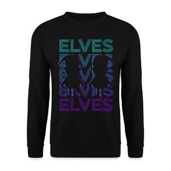 Elfen Elf Retro Geschenk - Unisex Pullover - Schwarz - Vorne - Alina (178cm) & Michal (187cm)