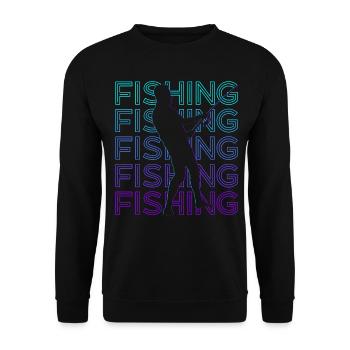 Fishing Fisherman Retro Gift - Unisex Sweatshirt - black - Front - Alina (178cm) & Michal (187cm)