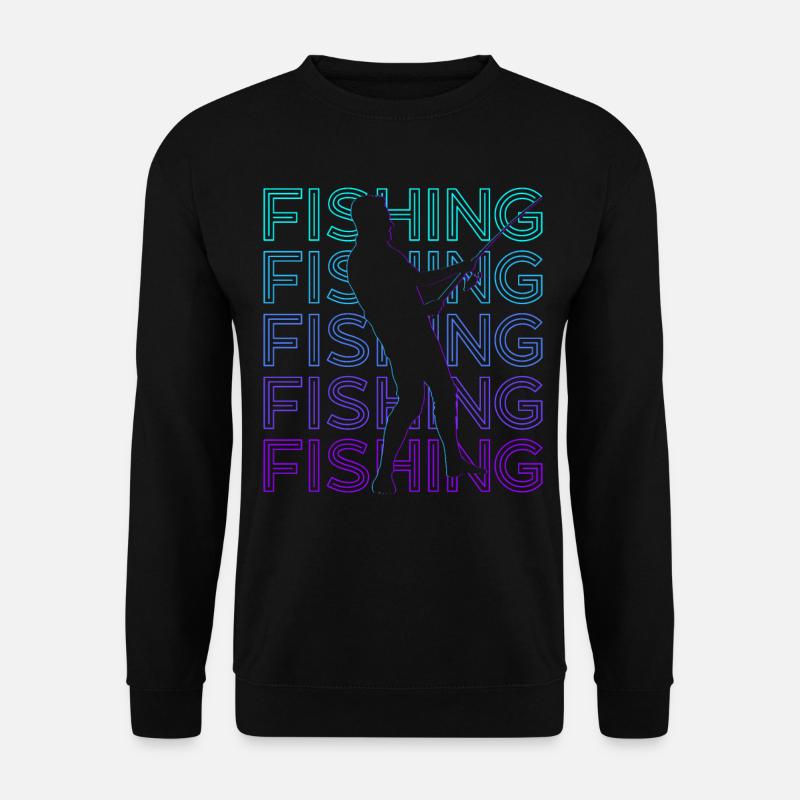 Angeln Fischer Retro Geschenk - Unisex Pullover - Schwarz