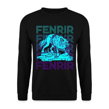 Fenrir Keltischer Wolf Wikinger Retro Geschenk - Unisex Pullover - Schwarz - Vorne - Alina (178cm) & Michal (187cm)
