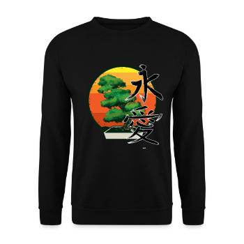 Bonsai Baum Buddhist Zen Japanisches Bonsai - Unisex Pullover - Schwarz - Vorne - Alina (178cm) & Michal (187cm)