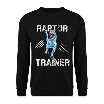 Raptor Trainer Dinosaurier Velociraptor Dino - Unisex Pullover - Schwarz - Vorne - Alina (178cm) & Michal (187cm)