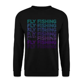 Fliegenfischen Retro Geschenk - Unisex Pullover - Schwarz - Vorne - Alina (178cm) & Michal (187cm)