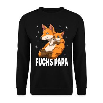Fuchs Papa und Baby Papa Vatertag für einen Papa - Unisex Pullover - Schwarz - Vorne - Alina (178cm) & Michal (187cm)