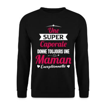 Future mère maman cadeau drôle caporale militaire - Sweat-shirt Unisexe - noir - Devant - Alina (178cm) & Michal (187cm)