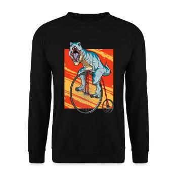 T-Rex Fahrrad Dinosaurier Hochrad Tyrannosaurus - Unisex Pullover - Schwarz - Vorne - Alina (178cm) & Michal (187cm)