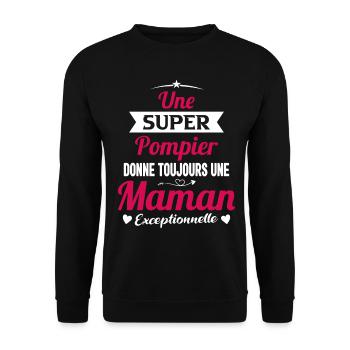 Super pompier maman sapeur pompier future mère - Sweat-shirt Unisexe - noir - Devant - Alina (178cm) & Michal (187cm)