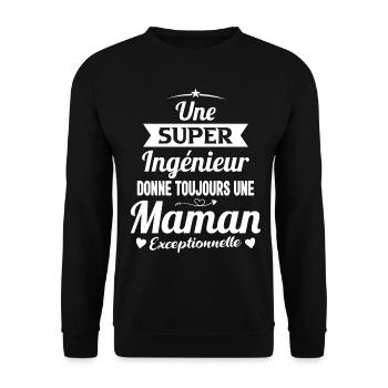 Ingénieur maman cadeau drôle future mère - Sweat-shirt Unisexe - noir - Devant - Alina (178cm) & Michal (187cm)