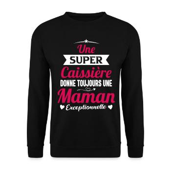 Caissière future maman cadeau fête des mères - Sweat-shirt Unisexe - noir - Devant - Alina (178cm) & Michal (187cm)