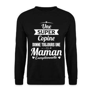 Copine future maman mère cadeau drôle naissance - Sweat-shirt Unisexe - noir - Devant - Alina (178cm) & Michal (187cm)