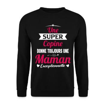 Copine future maman mère cadeau drôle naissance - Sweat-shirt Unisexe - noir - Devant - Alina (178cm) & Michal (187cm)