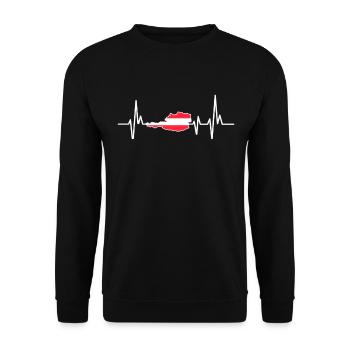 Heartbeat Design Austrian Flag Austria - Unisex Sweatshirt - black - Front - Alina (178cm) & Michal (187cm)