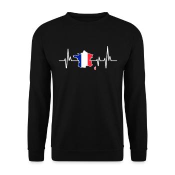 Heartbeat Design French Flag France - Unisex Sweatshirt - black - Front - Alina (178cm) & Michal (187cm)