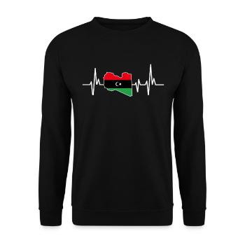 Heartbeat Design Libyan Flag Libya - Unisex Sweatshirt - black - Front - Alina (178cm) & Michal (187cm)