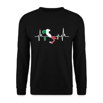 Heartbeat Design Italian Flag Italy - Unisex Sweatshirt - black - Front - Alina (178cm) & Michal (187cm)