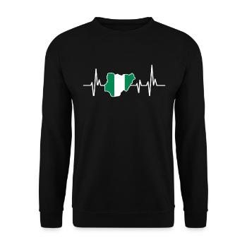 Heartbeat Design Nigerian Flag Nigeria - Unisex Sweatshirt - black - Front - Alina (178cm) & Michal (187cm)