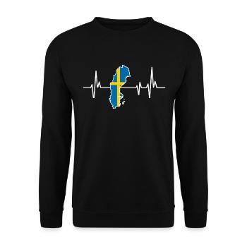 Heartbeat Design Drapeau suédois Suède - Sweat-shirt Unisexe - noir - Devant - Alina (178cm) & Michal (187cm)