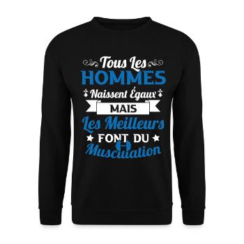 Hommes égaux les meilleurs font de la musculation - Sweat-shirt Unisexe - noir - Devant - Alina (178cm) & Michal (187cm)