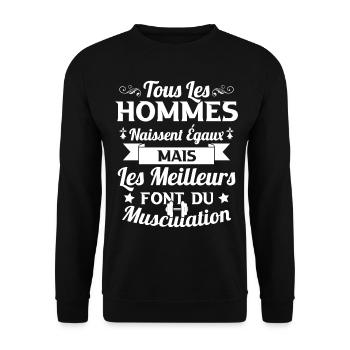 Hommes égaux les meilleurs font de la musculation - Sweat-shirt Unisexe - noir - Devant - Alina (178cm) & Michal (187cm)