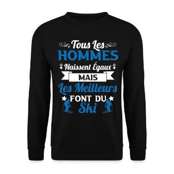 Ski - Hommes naissent égaux meilleurs font du ski - Sweat-shirt Unisexe - noir - Devant - Alina (178cm) & Michal (187cm)