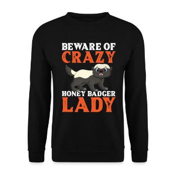 Lustiger Honigdachs - Unisex Pullover - Schwarz - Vorne - Alina (178cm) & Michal (187cm)