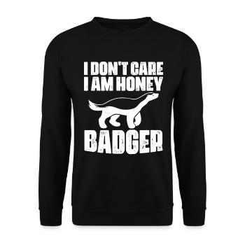 Lustiger Honigdachs - Unisex Pullover - Schwarz - Vorne - Alina (178cm) & Michal (187cm)