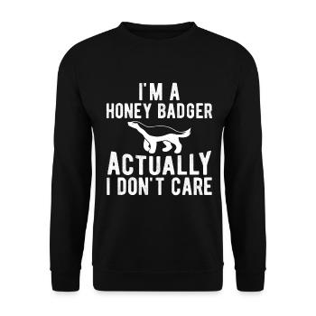 Lustiger Honigdachs - Unisex Pullover - Schwarz - Vorne - Alina (178cm) & Michal (187cm)