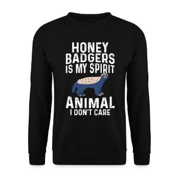 Lustiger Honigdachs - Unisex Pullover - Schwarz - Vorne - Alina (178cm) & Michal (187cm)