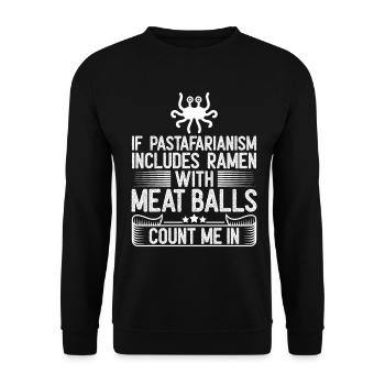 Das fliegende Spaghettimonster - Unisex Pullover - Schwarz - Vorne - Alina (178cm) & Michal (187cm)