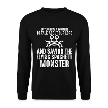 Fliegendes Spaghettimonster FSM - Unisex Pullover - Schwarz - Vorne - Alina (178cm) & Michal (187cm)