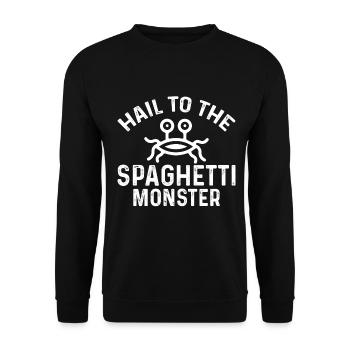 Fliegendes Spaghettimonster FSM - Unisex Pullover - Schwarz - Vorne - Alina (178cm) & Michal (187cm)
