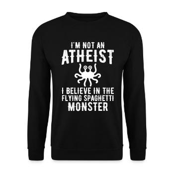 Flying Spaghetti Monster Pastafarianism - Unisex Sweatshirt - black - Front - Alina (178cm) & Michal (187cm)
