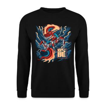 Cyborg Dragon Cyber-Punk Japonais Cyber-Esthétique - Sweat-shirt Unisexe - noir - Devant - Alina (178cm) & Michal (187cm)