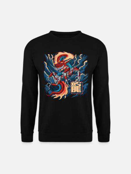 Cyborg Dragon Japanischer Cyber-Punk Cyber-Ästheti - Unisex Pullover - Schwarz