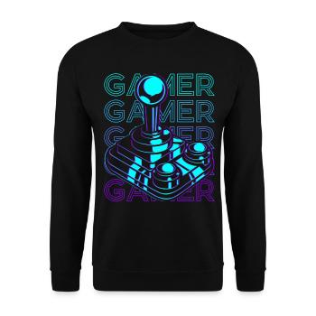 Gamer Video Gaming Joystick Rétro - Sweat-shirt Unisexe - noir - Devant - Alina (178cm) & Michal (187cm)