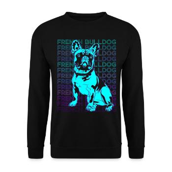 Français Bulldog Rétro - Sweat-shirt Unisexe - noir - Devant - Alina (178cm) & Michal (187cm)