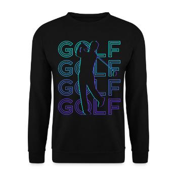 Golfspieler Golfer Golfspielen Retro - Unisex Pullover - Schwarz - Vorne - Alina (178cm) & Michal (187cm)