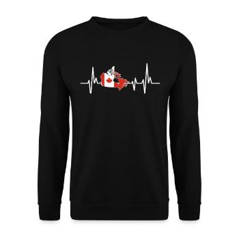 Heartbeat Design Canadian Flag Canada Kanada - Unisex Pullover - Schwarz - Vorne - Alina (178cm) & Michal (187cm)