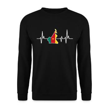 Heartbeat Design Cameroon Flag Cameroon - Unisex Sweatshirt - black - Front - Alina (178cm) & Michal (187cm)