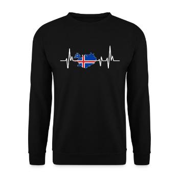 Heartbeat Design Icelandic Flag Iceland - Unisex Sweatshirt - black - Front - Alina (178cm) & Michal (187cm)