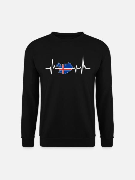 Heartbeat Design Isländisches Flagge Island - Unisex Pullover - Schwarz