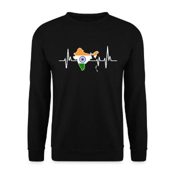 Herzschlag Design Indian Flag Indien Indien - Unisex Pullover - Schwarz - Vorne - Alina (178cm) & Michal (187cm)